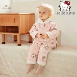 Hello Kitty Dave Bella Children Girl's Pajamas Suit 2023 Winter New Fashion Casual Comfortable Cute Sweet Two-Piece DB4237125