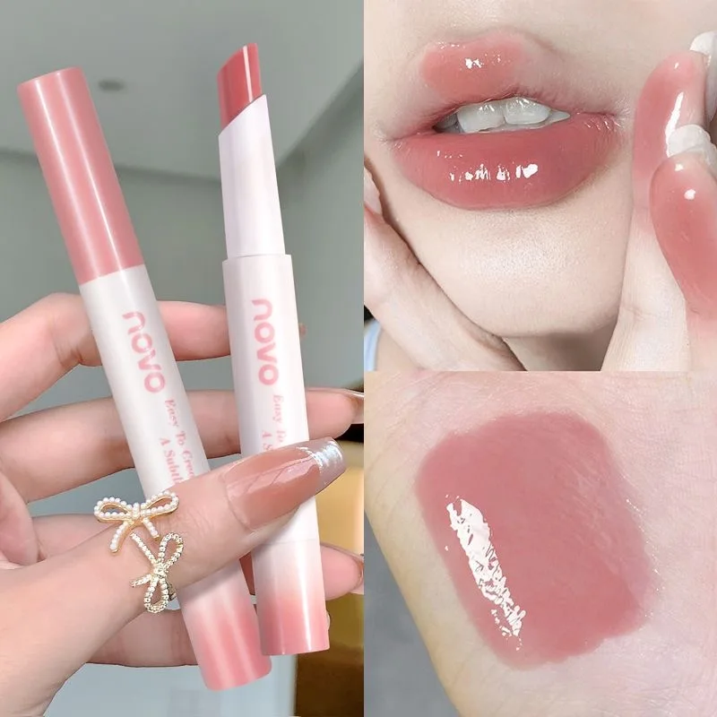 Nourishing Lipstick Jelly Solid Lipgloss Non-stick Cup Mirror Lip Tint Clear Makeup Long Lasting Moisturizing Plump Lipstick Pen