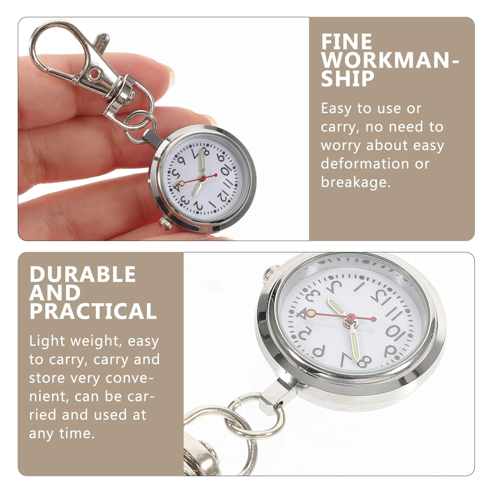 

Large Dial Pocket Watches Keychain Alloy Clip On School Student Exam Watch Hanging Backpack Lightweight Portable Outdoor