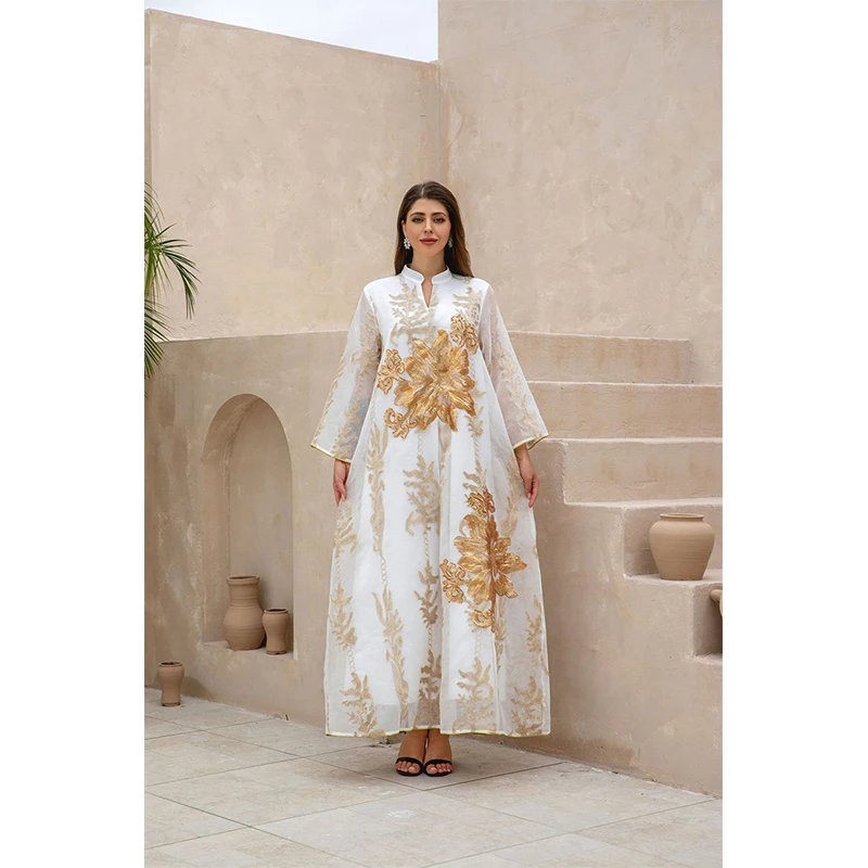 Ramadan abaya 2024 Women Dubai Muslim islam kimono Loose White modest Sequined Evening Party Cocktail Prom Long Maxi dress