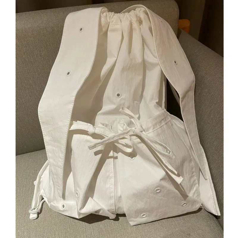 Mochila coreana con cordón y Orejas de conejo para mujer, bolso informal de gran capacidad, de Color sólido, de viaje