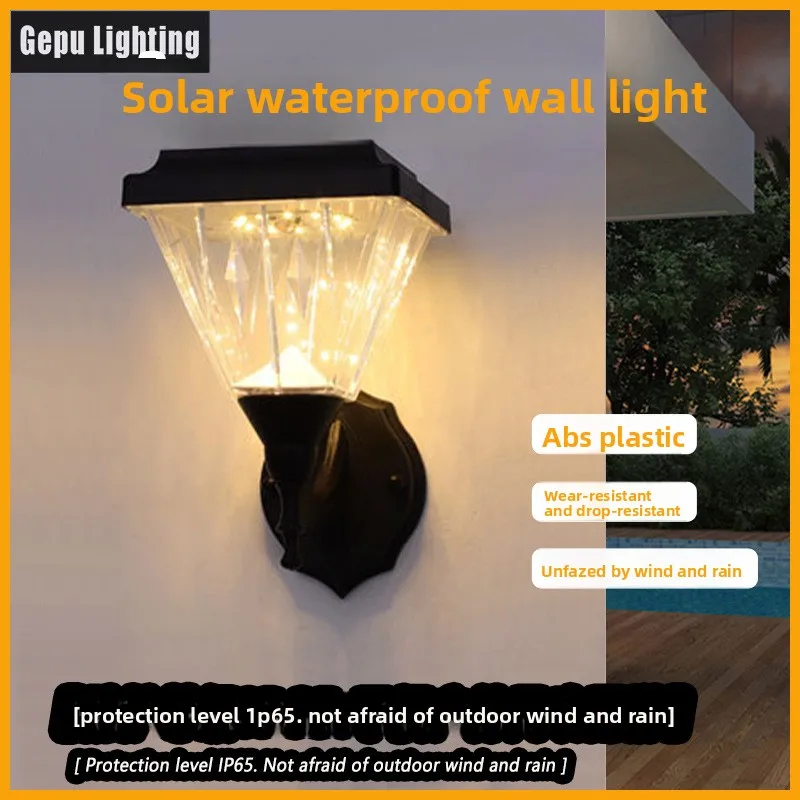 Lámpara Solar de pared, carcasa de plástico para exteriores, jardín, hogar, luz de jardín, exterior, a prueba de lluvia, sin cables, pasillo, patio, farola