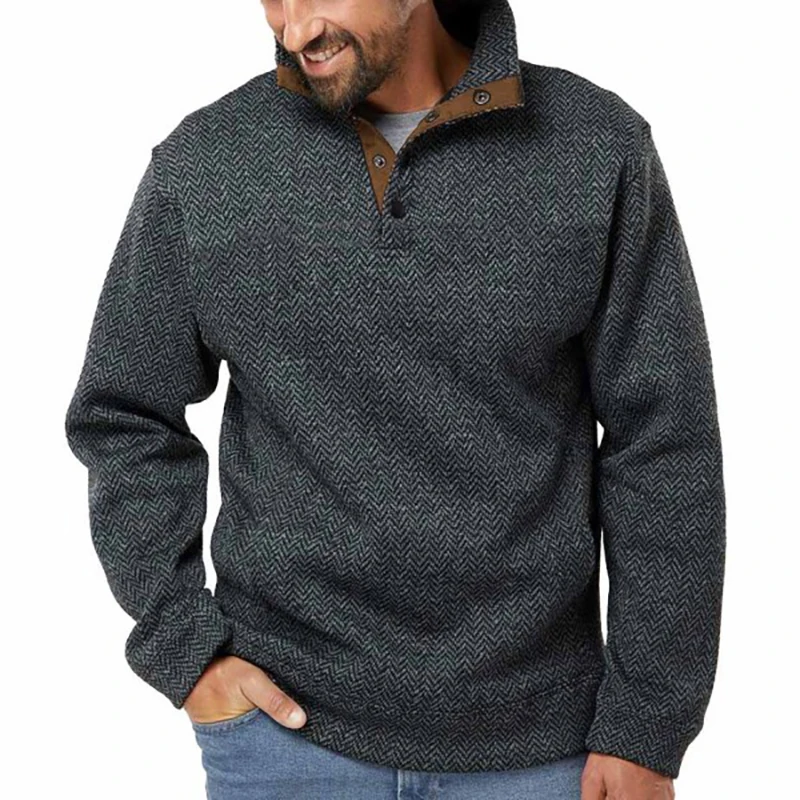 

Men's Sweatshirt Vintage Stripe Daily Tops 2024 Spring Men Clothing Long Sleeve Pullover Solid Color Stand Collar Men Costume