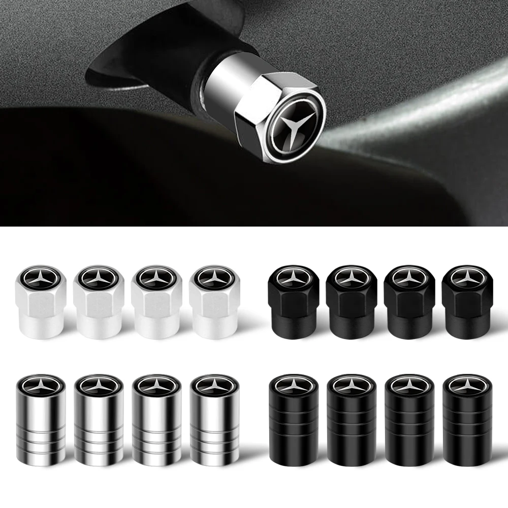 4pcs Car Styling Wheel Tire Valve Air Stem Cap Badge Decoration For Mercedes Benz AMG CLK CLA A180 W108 W201 W212 W213 W220 C260