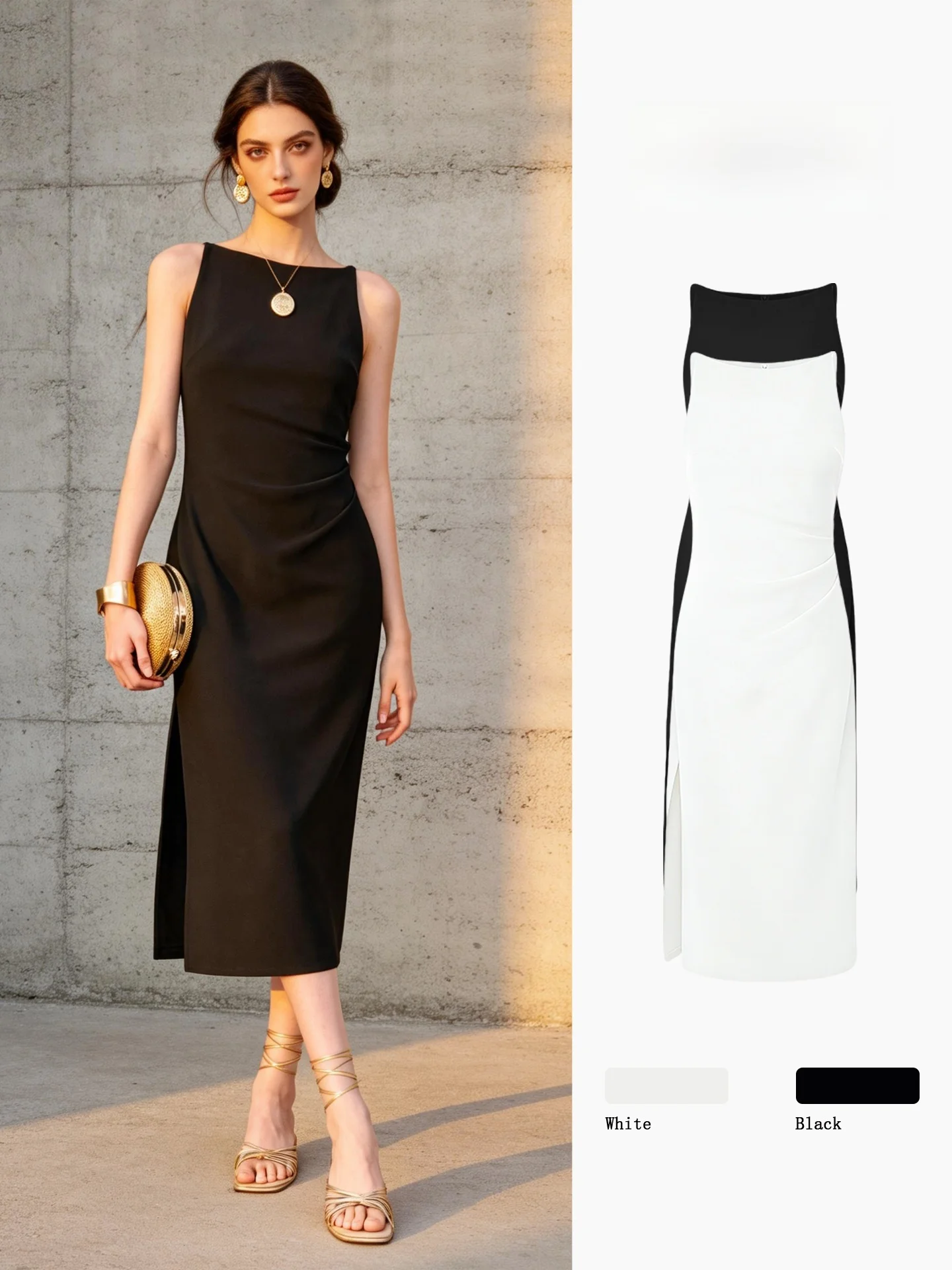 

Elegant Strapless Dress Women's Summer Design Unique One-Shoulder Side Slit Skirt Minimalist Style H-Shape Straight Tube Skirt