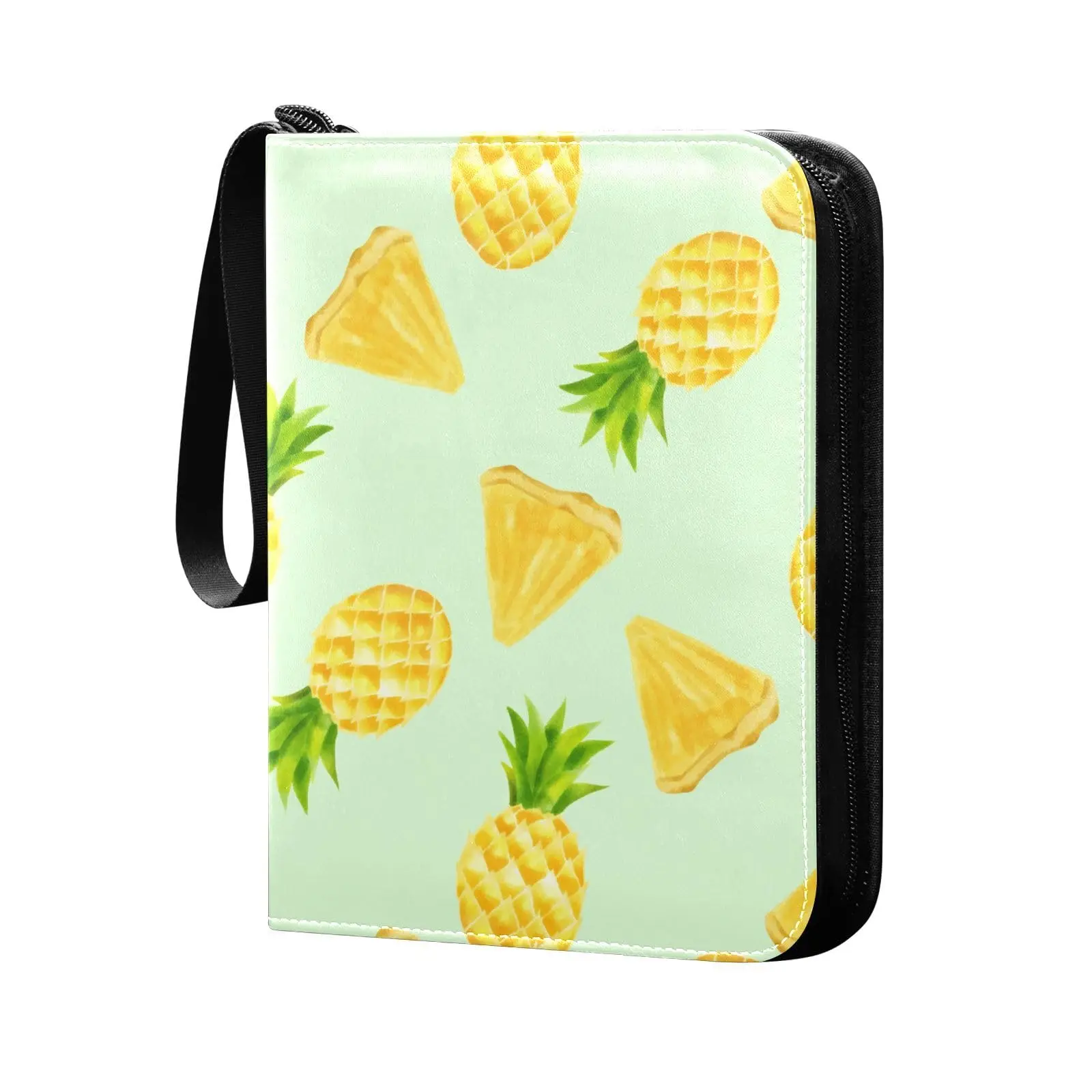 Beautiful Watercolor Pineapple Summer 4 Pocket Card Binder 400 Double Sided Pocket Album Game Unique Card Collection Storage