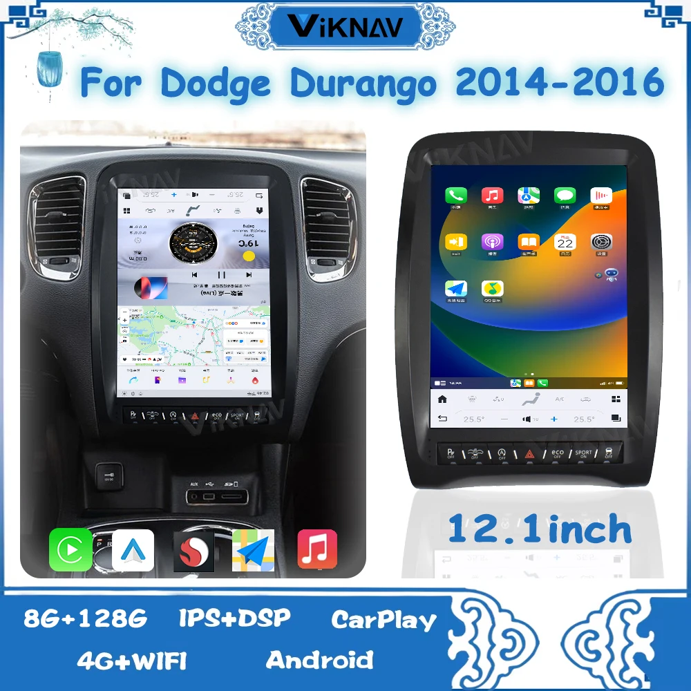 Viknav Latest Android13 Car Radio For Dodge Durango 2014-2016 Wireless Carplay Auto IPS Wifi GPS BT Navigation Multimedia Player