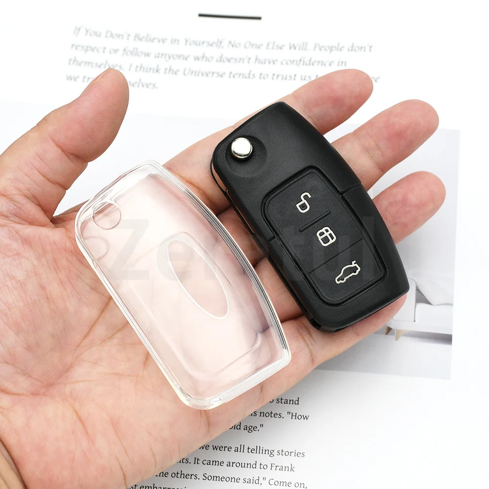 For Ford S-MAX EcoSport Fusion Fiesta Mk7 Cowgar Mondeo 2 Mustang Mach Focus Mk2 C Max TPU Car Key Case Cover Holder