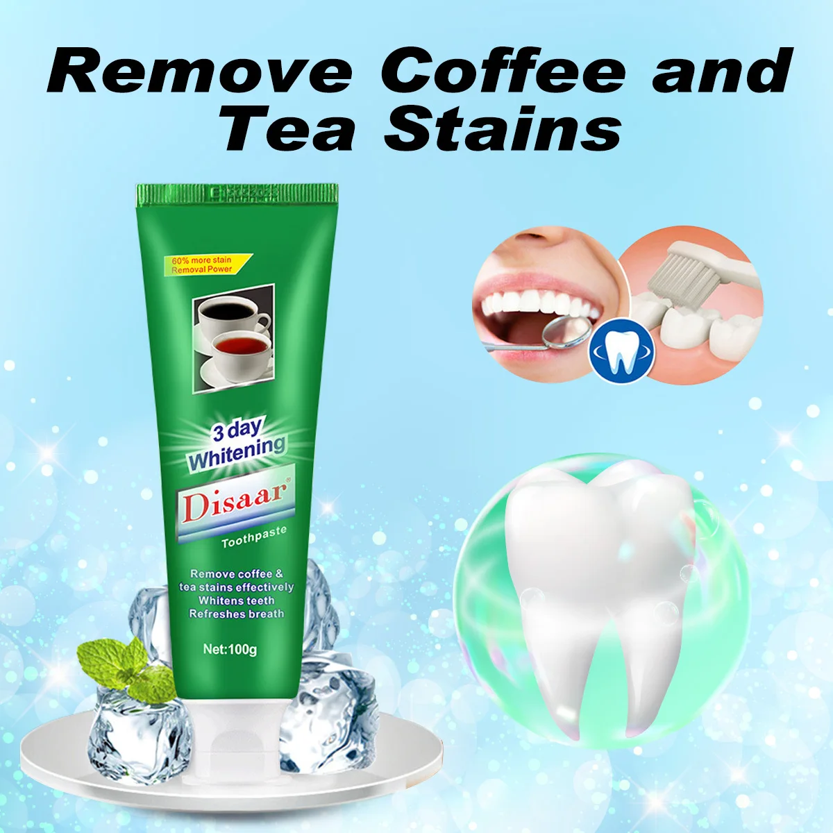 Rimozione macchie di caffè fumo macchia sbiancante dentifricio pulisce denti e denti e protezione delle gengive