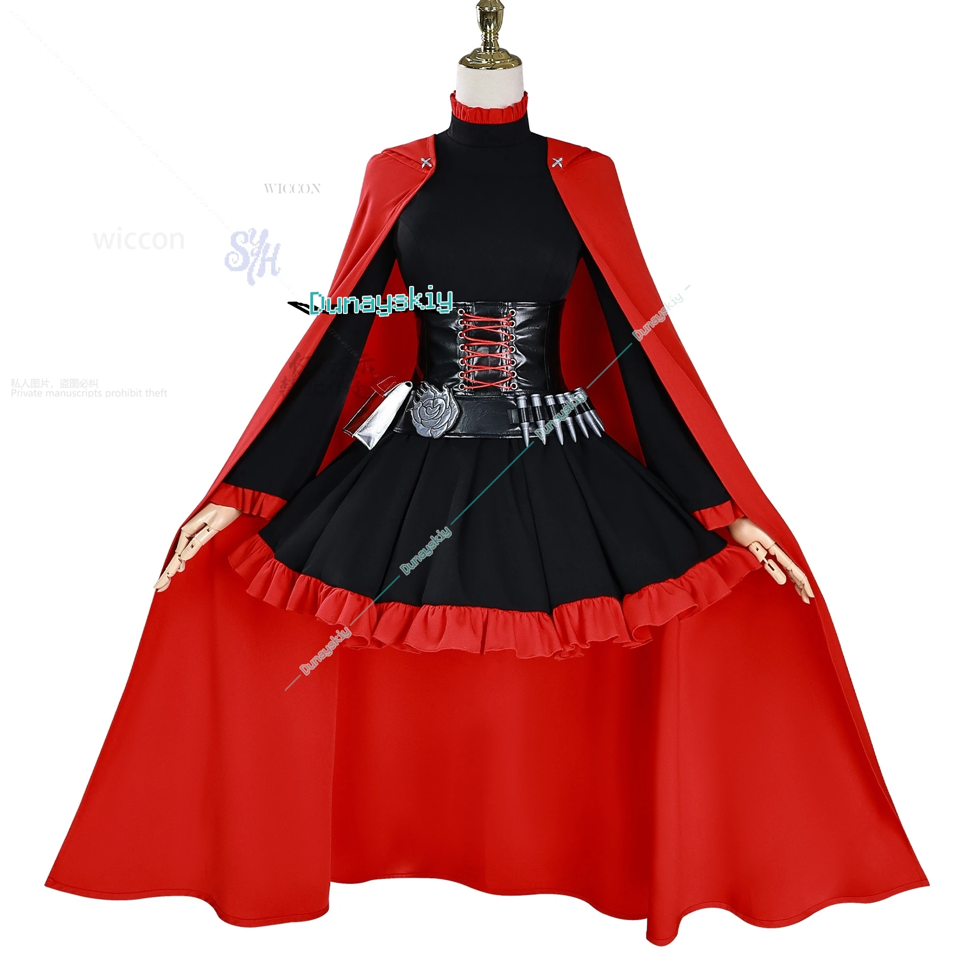 Anime RWBY Cosplay rubis Rose rouge Cape robe de combat Rose Punk ceinture Goth noir rouge Lolita Y2K uniforme fête d'halloween personnalisé