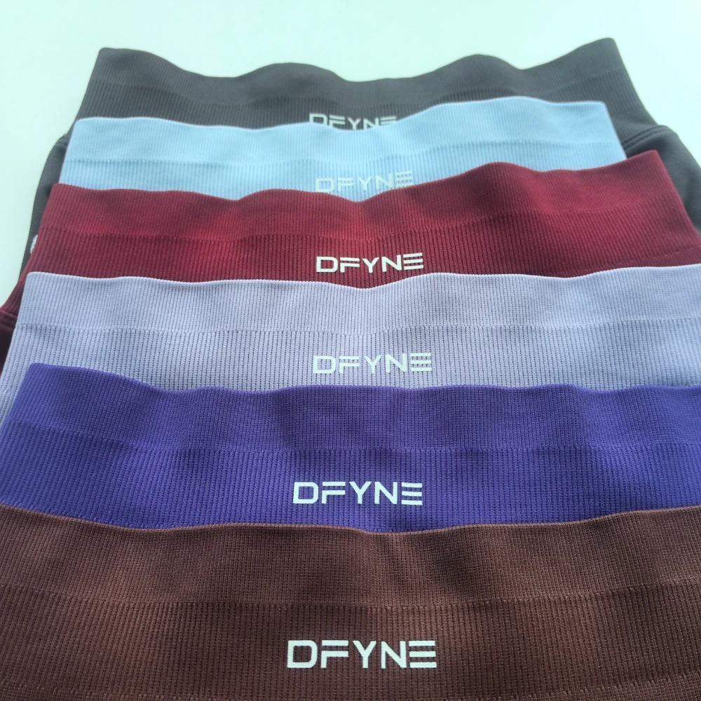 Dfyne-Seamless Scrunch Yoga Leggings para Mulheres, Calças Justas de Fitness High Stretch, Faixa com nervuras baixas, Calças de ginástica, Roupas Esportivas, Impacto