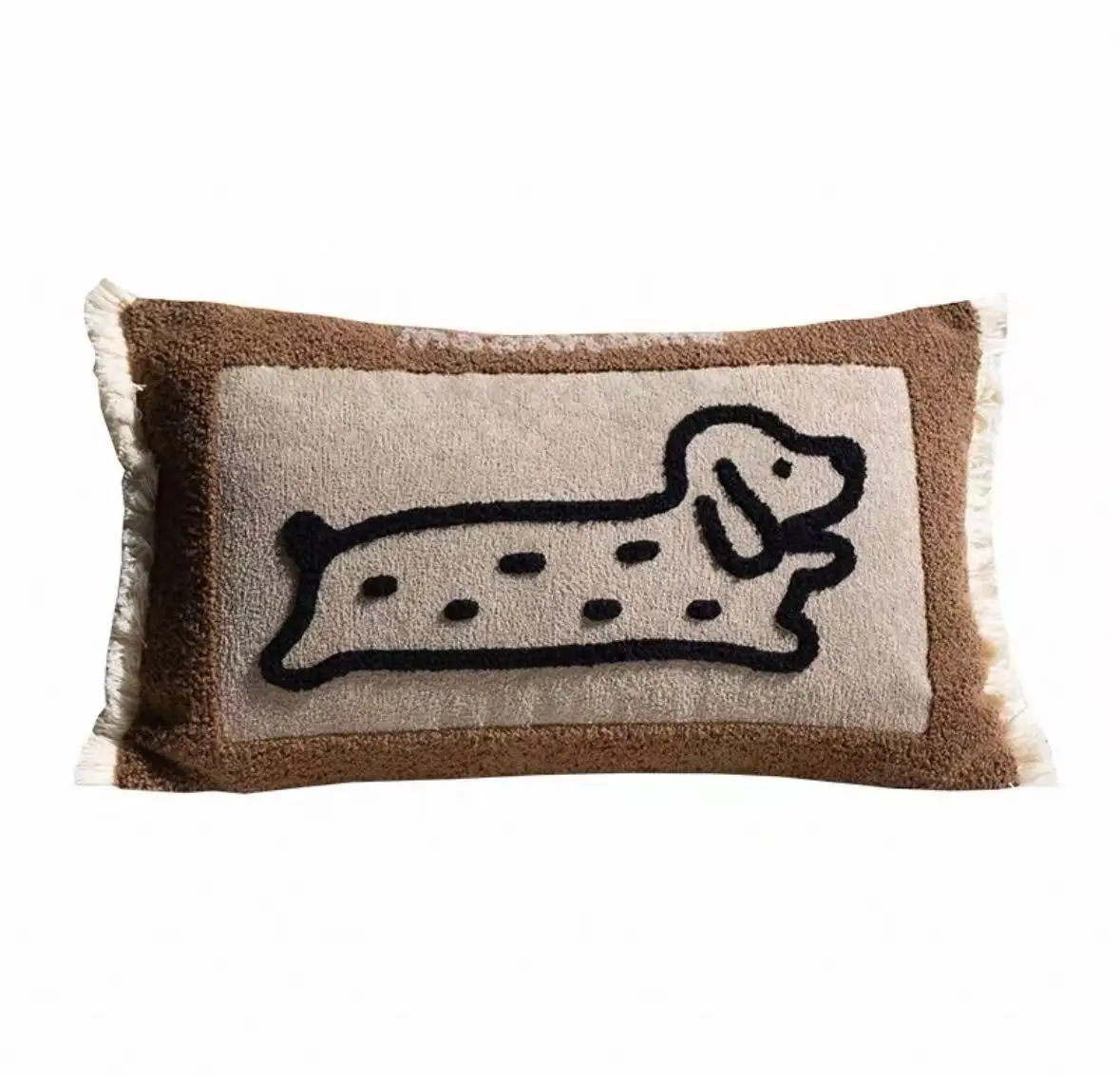 Kissenbezug mit mittelalterlicher Lebewesen-Stickerei, für Welpen, Kätzchen, Kaffee, braun, waschbar, Heimdekoration, Kissenbezug, 30 x 50 cm – Detail 3