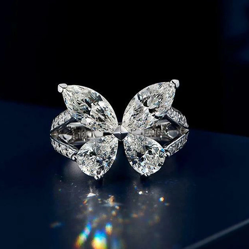 Huitan Romantische Schmetterling Geformt Zirkonia Ringe für Frauen Gute Qualität Temperament dame Zubehör Hochzeit Schmuck