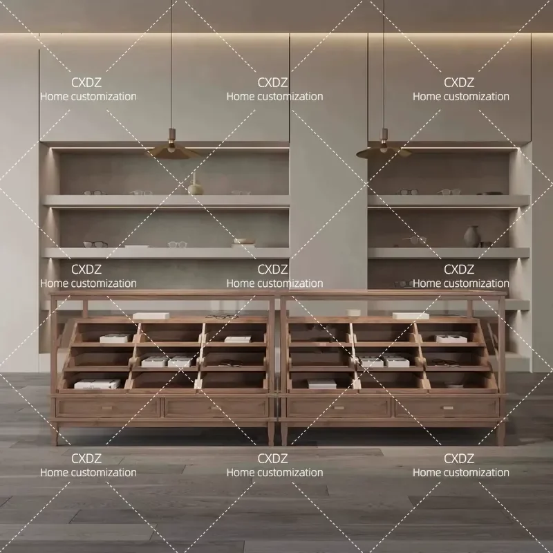 Clothing store Nakajima counter water platform children's clothing store product display cabinet retro shoe cabinet display