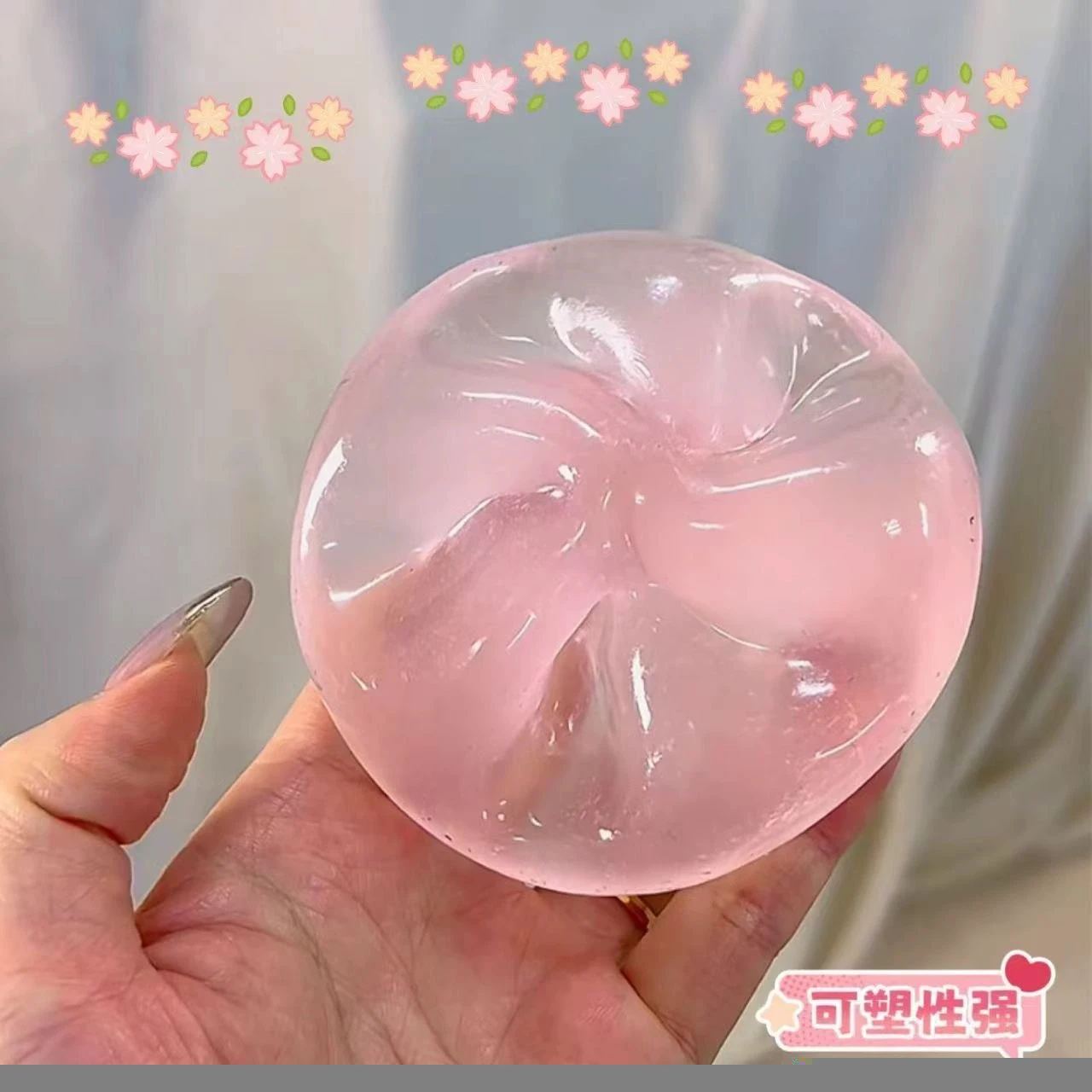 Juguetes Sensoriales Antiestrés de Mochi Plástico Transparente con Aceite de Coco y Maltosa, Divertidos para Adultos -@@