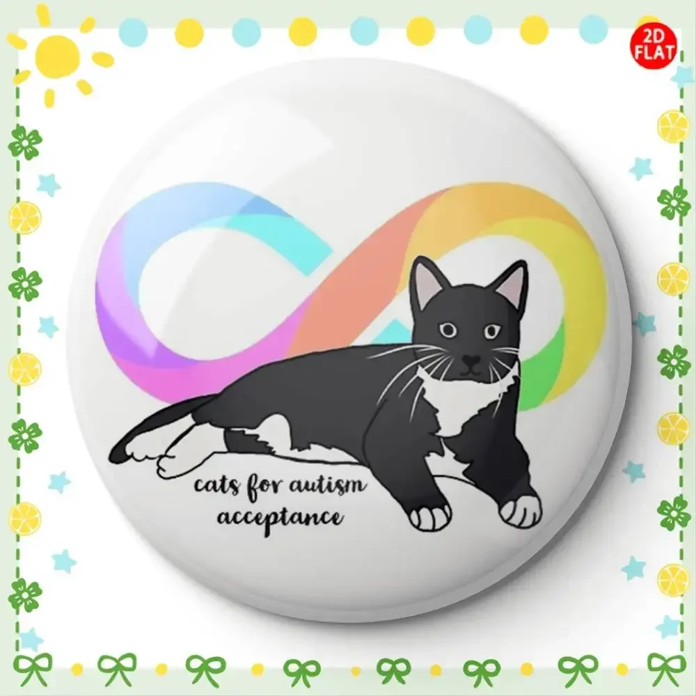 Stylish Infinity Symbol Cat Brooch Pin Badge 2D Flat Pairing With Jeans Clothes