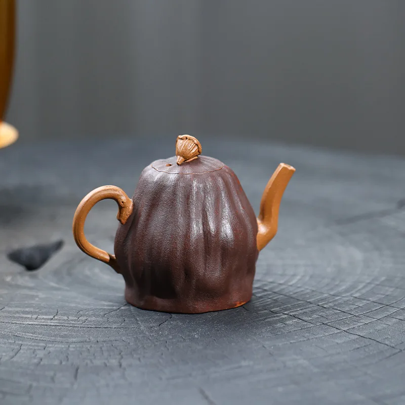 Pumpkin Purple Clay Pot Bionic Flower Device Teapot Raw Ore Beige Clay Powder Pulp Sketch Chinese Style Kong Fu Tea Set