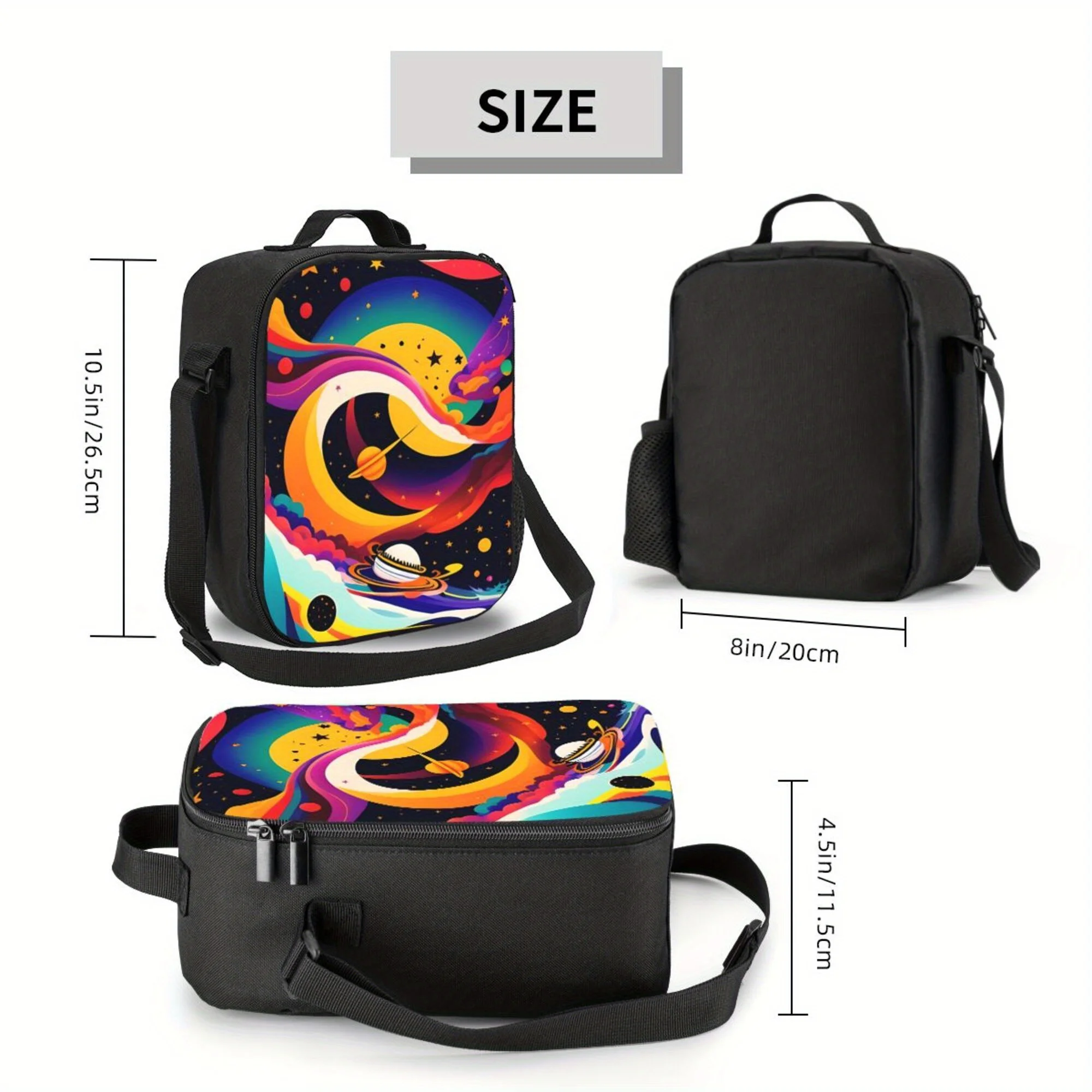 قطعة واحدة من نمط سماء موجة البحر، حقيبة تبريد محمولة قابلة لإعادة الاستخدام، حقيبة غداء عازلة، ضرورية للتخييم والنزهات على الشاطئ،