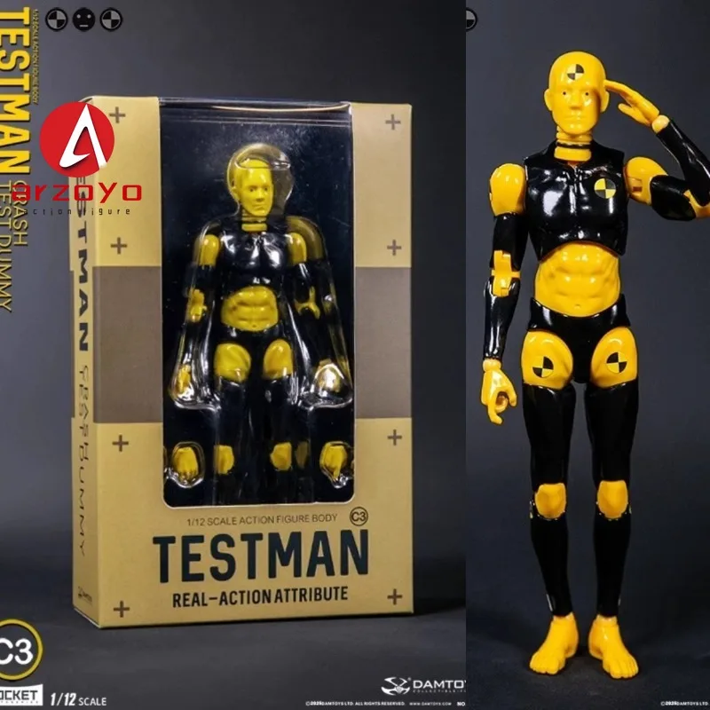 IN STOCK DAMTOYS DPS10 1/12 Scale Testman C3 Yellow Action Figure 14.5cm Crash Test Figurine Model Doll