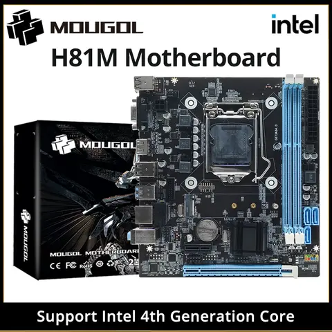 MOUGOL H81M Gaming-Motherboard Dual Channel DDR3 M.2 NVME PCIEx16 HDMI VGA-Schnittstelle LGA 1150, unterstützt Intel Core 4. Generation CPU