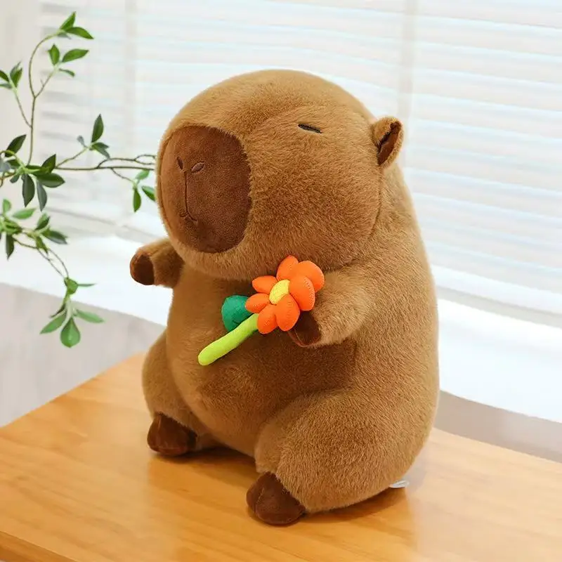 Cute Capybara Plush Toy Stuffed Animals Capibara with Turtle Backpack Kapibala Soft Doll Kids Toys Birthday Christmas Gift