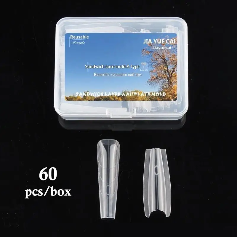 Sandwich Dual Nail Forms 60pcs 15Size Quick Extensions-Dual Forms T-shaped Ellipse Manicure Forms Top Mold Bottom Mold
