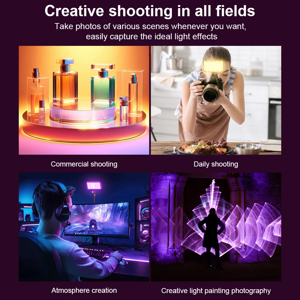 LUXCEO V10 RGB LED Video Panel Light Rechargable Full Color Dimmable CRI 95+ for Camera Youtube Tik Tok Vlog