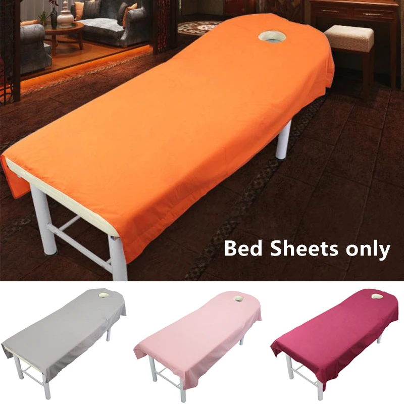 80cmx190cm Beauty Bedsheet Cosmetic Salon Sheets Spa Massage Treatment Polyester Spa Bed Cover Sheet with Hole Home Textile