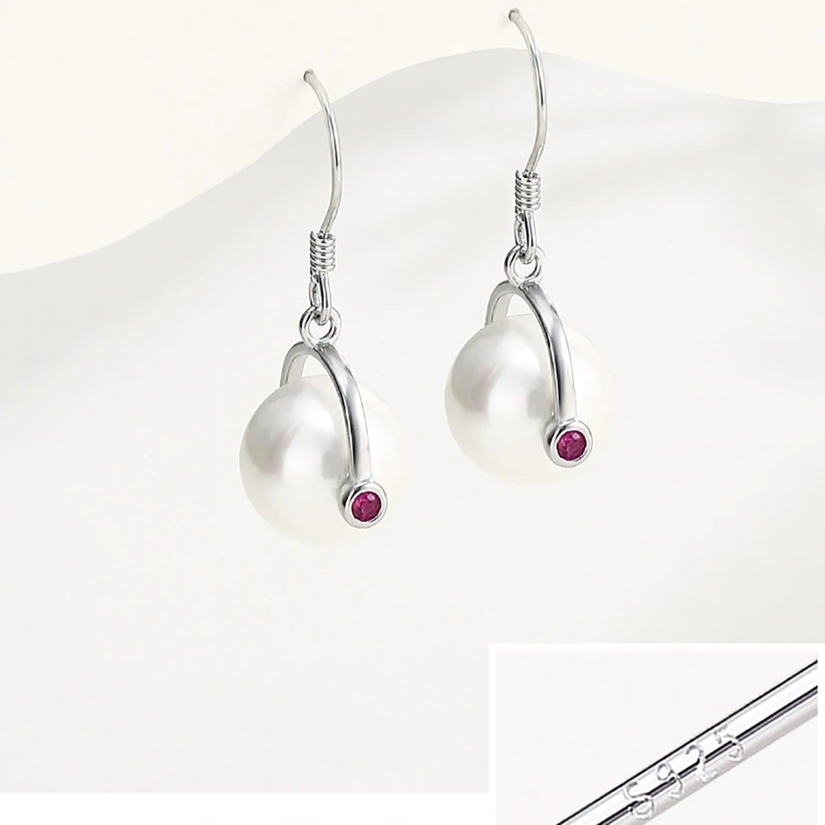 a pair 925 Sterling Silver Earring hook base fit Round Pearl Mounting DIY Earring Charm Jewelry Making Craft