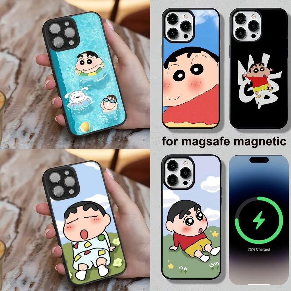 Crayon cute S-Shin-chan Phone Case For iPhone 16,15,14,13,12,11,Plus,Pro,Max,Mini Magesafe Magnetic Wireless Charge