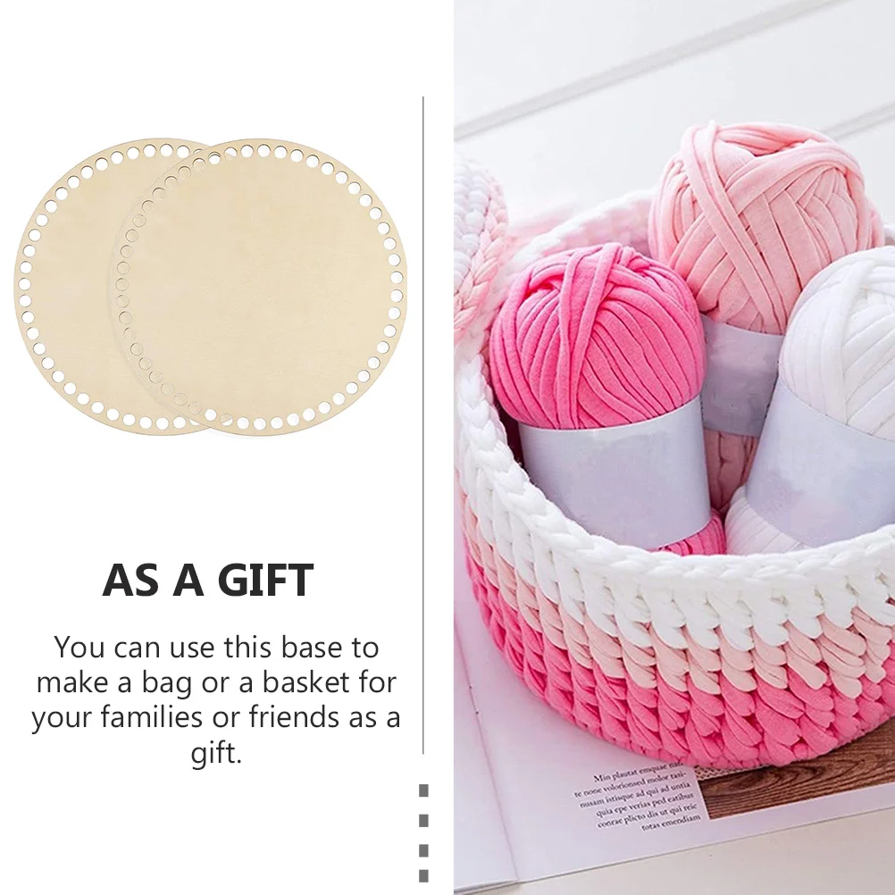 2 Pcs Knitting Bag Woven Base Shaping DIY Supplies Crochet Basket Wood Bases Weaving Bottom