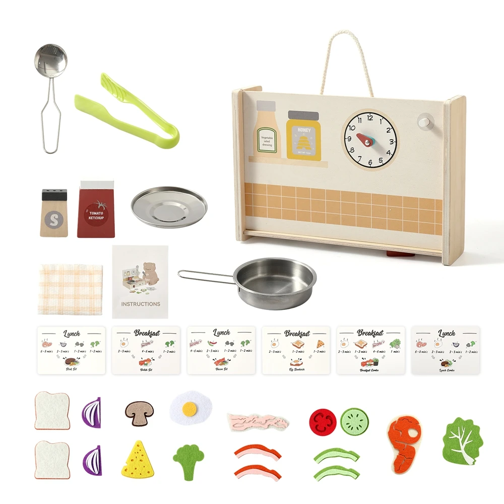 Wooden Kitchen Simulation Toy Set Baby Pretend Play Game Montessori Interactive Toys For Children Baby life Skills learning Toys