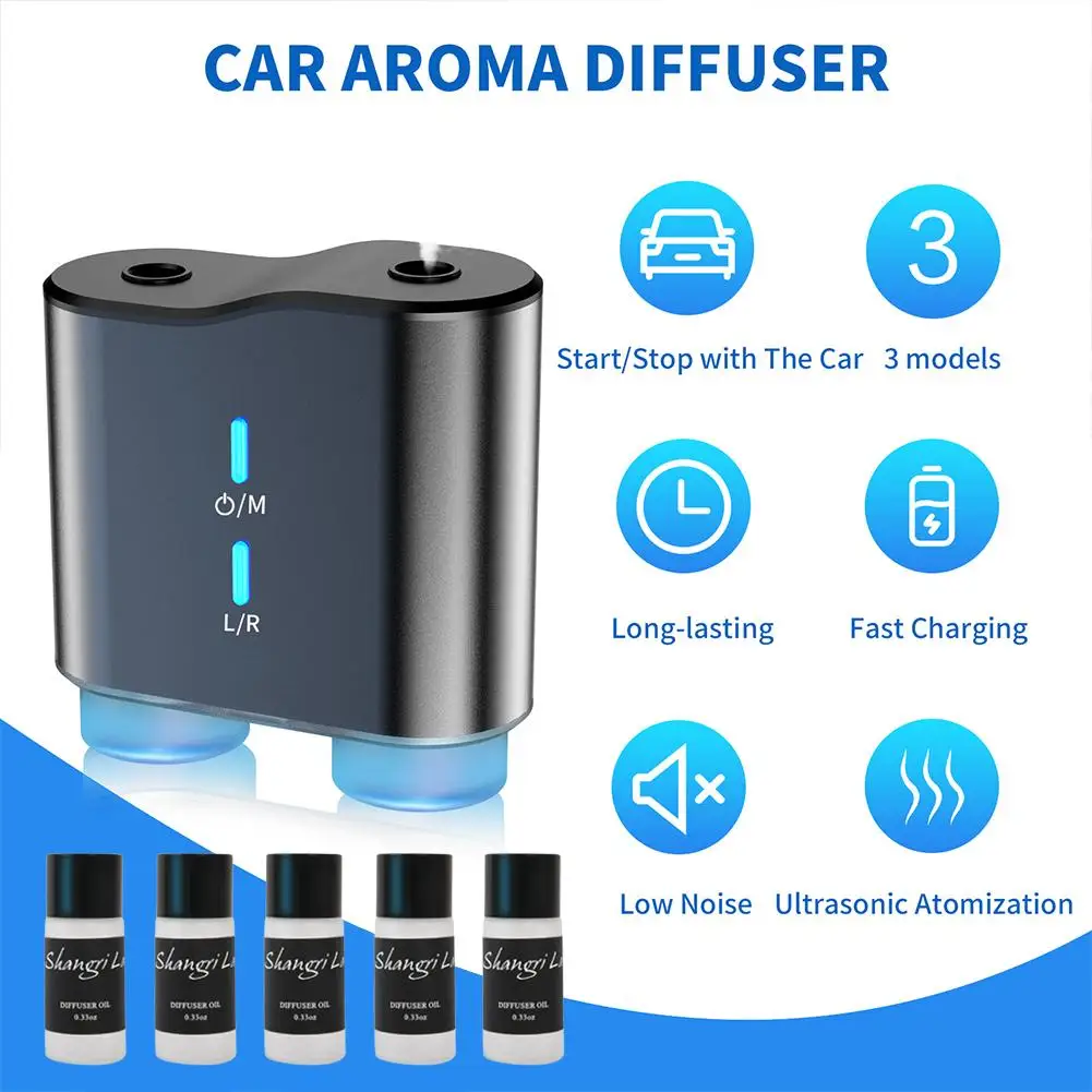 المزدوج رذاذ سيارة الروائح الناشر ذكي السيارات بدء/إيقاف الناشر قدرة USB-C كبير الروائح شحن سريع C Z4S6