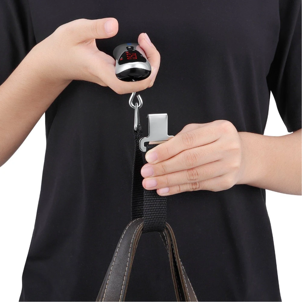 Portable 50kg/110lb Digital Luggage Scale LCD Display Handheld Hanging Weight Balance for Travel Suitcase & grocery Weighing
