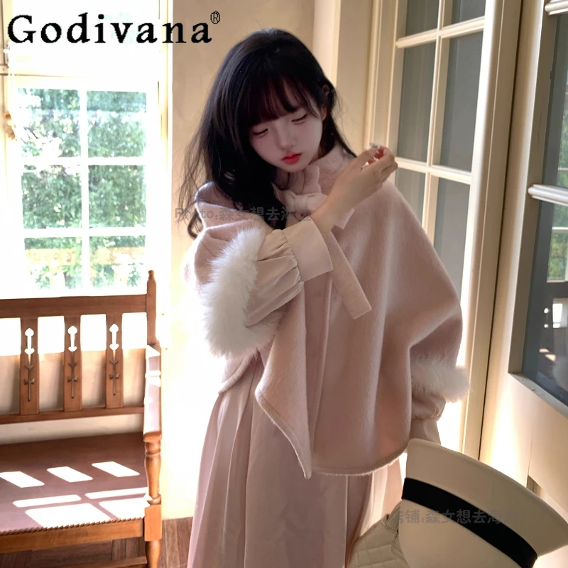 Lolita Style Original New Warm Wool Coat Women's Gentle Cute Sweet Pink Woolen Coat Jacket Female Japanese Princess Overcoat