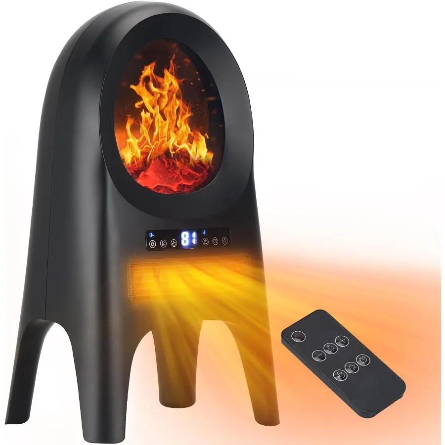 سخان مدفأة صغير 1500 وات للاستخدام الداخلي مع جهاز تحكم عن بعد ومنظم حرارة سخان مساحة سيراميك محمول مثالي للإيقاف المنزلي