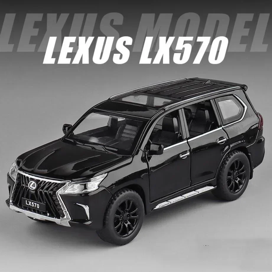 1:32 skala koła odlewany samochód toyota suv LEXUS lx570 metalowy model ze światłem i dźwiękiem wycofać kolekcja zabawek na prezent dla chłopca