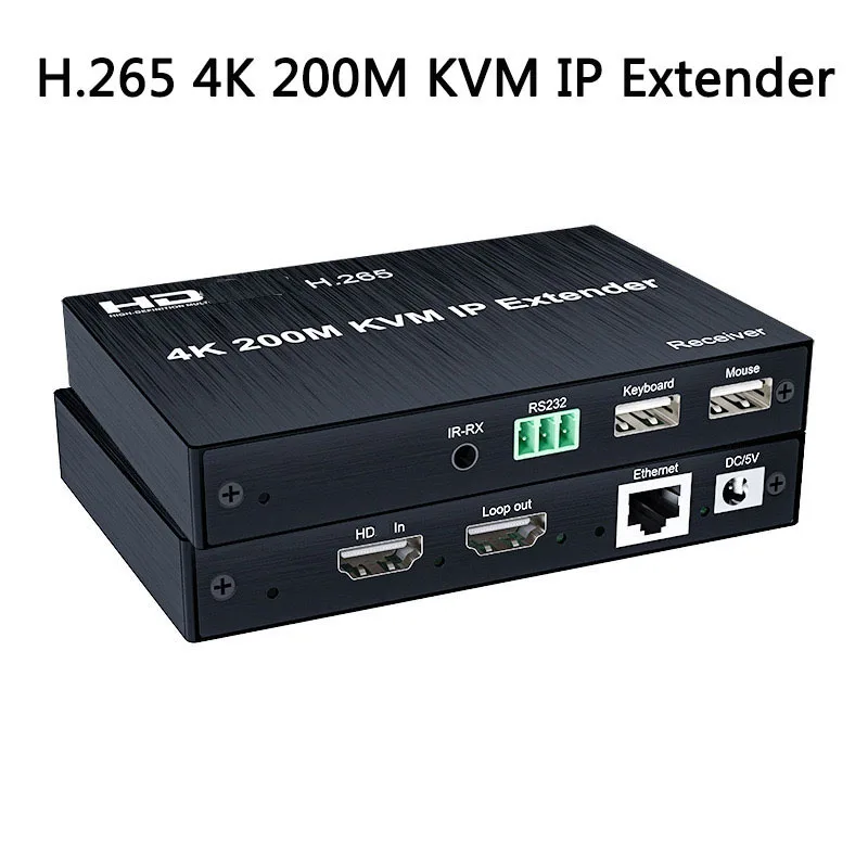 4K 200M KVM Extender over IP RJ45 Cat5e/6 for HDMI-compatible Matrix USB Extender Support Mouse One to Multipoint Network Switch