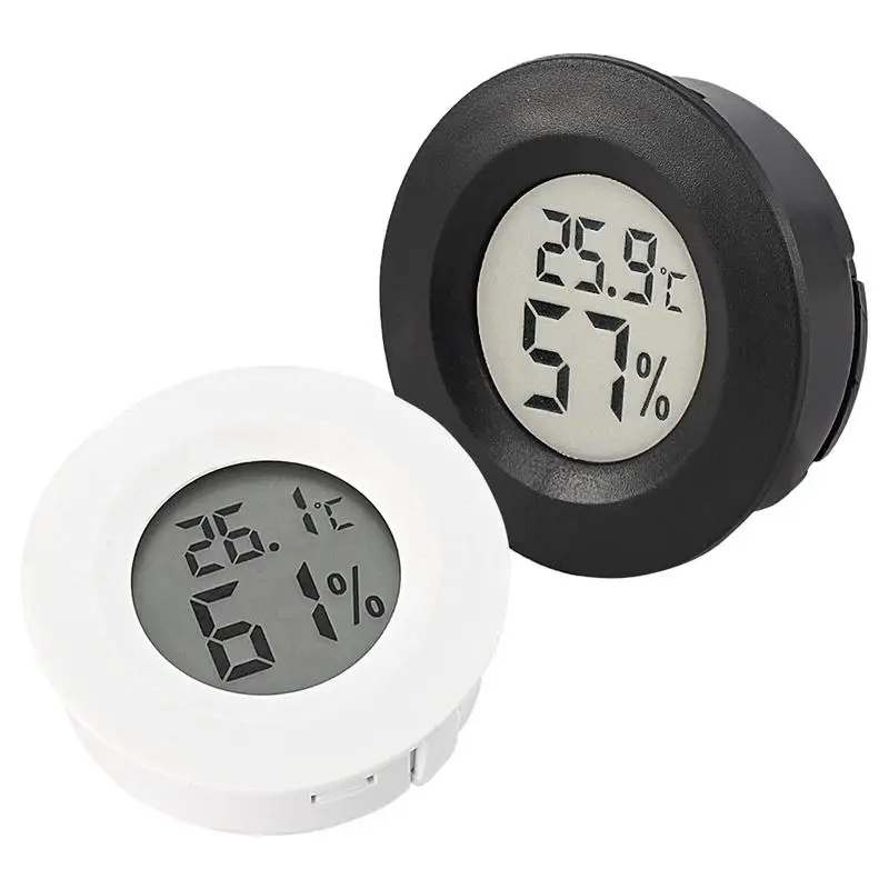 1Pcs Mini LCD Digital Thermometer Hygrometer Round Temperature Humidity Tester Sensor Detector For Freezer Cigar Box