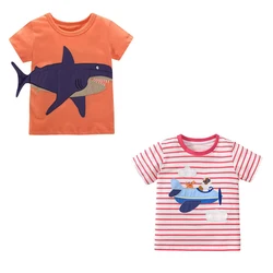 Jumping Meters 2-7T Fashion New Arrival Sharks Boys T Shirts Kids Animals Baby Clothes Short Sleeve Toddler Costume Shirts Tops