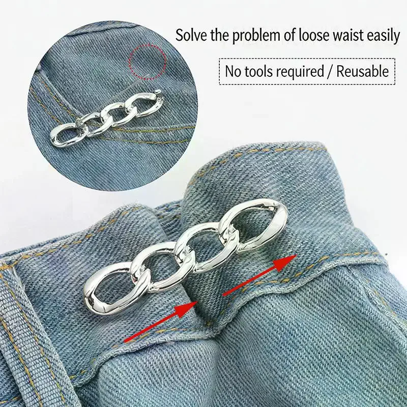 Simple Detachable Pants Clips Adjustable Waist Buckle Nail-free Metal Pins Button For Girls Jeans Waist Tightener