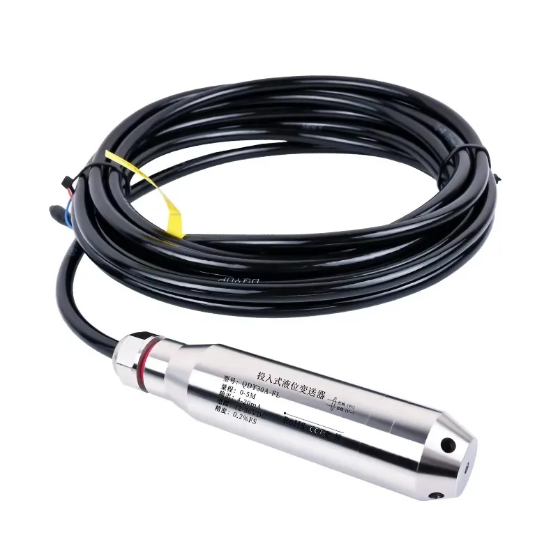 5M Range 4-20mA RS485 0-10V Output Stainless Steel High Accuracy 0.2%FS Lightning Protection Submersible Water Level Sensor for
