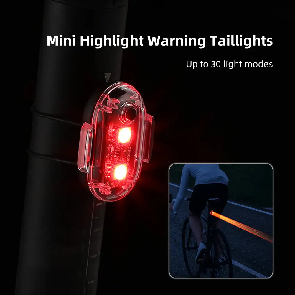 Mini feu arrière aste USB pour vélo, lampe torche étanche pour moto, conduite de nuit, lumière iodée, 7 couleurs, lumières de cyclisme