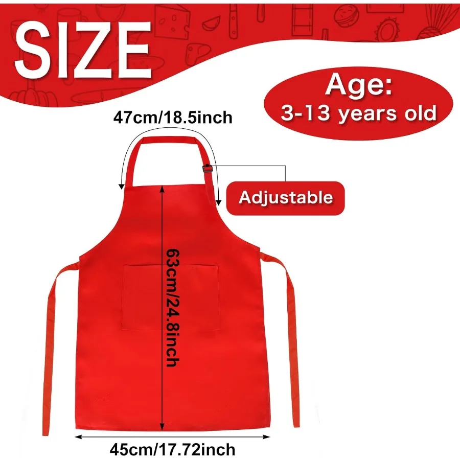 20 قطعة من مآزر حمراء قابلة للتعديل مع جيب مثالية للرسم أنشطة الطبخ والخبز متينة ومريحة