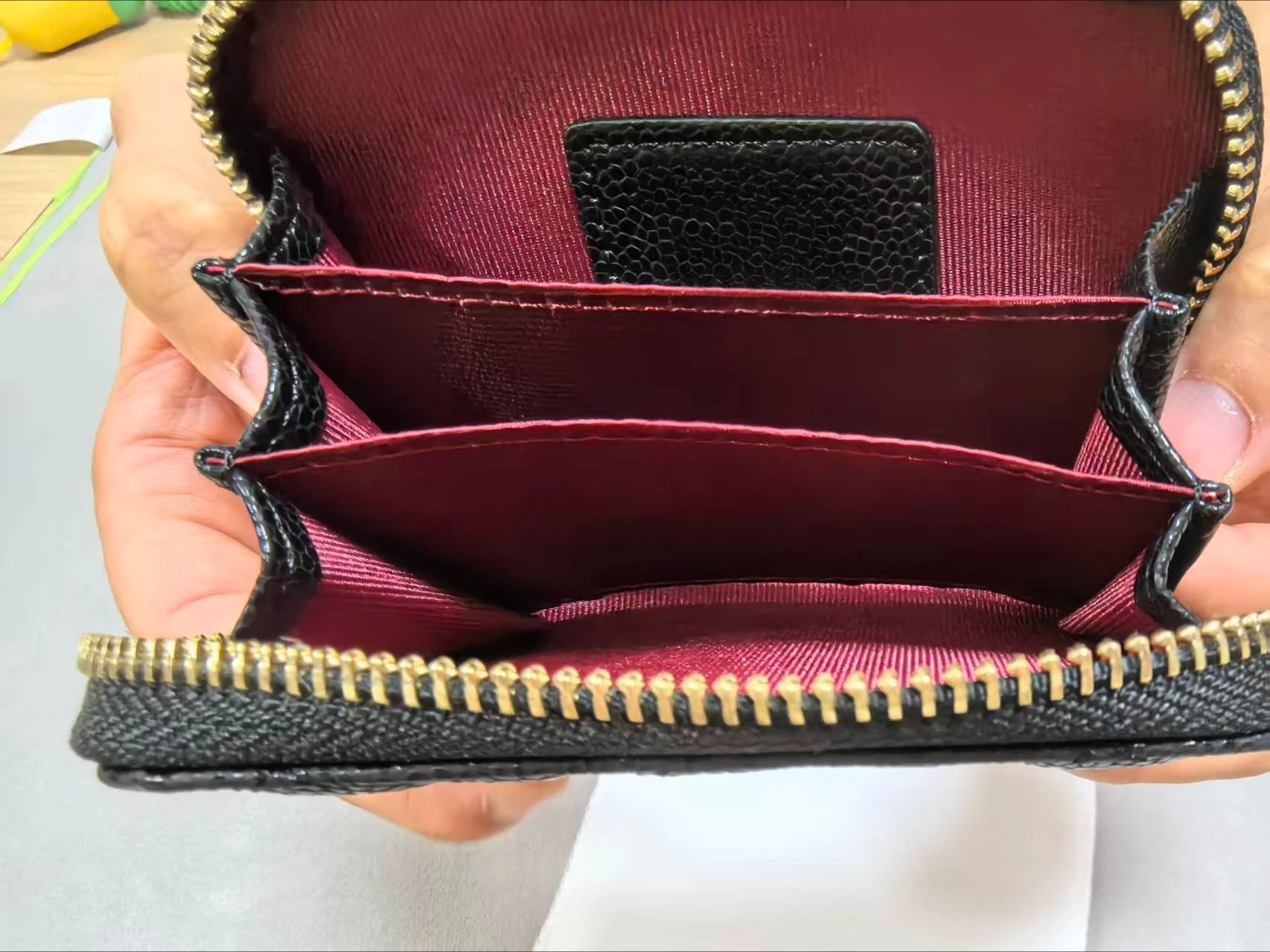 Wallet Bag double letter solid color buckle lambskin caviar pattern handbag shoulder bag gold logo