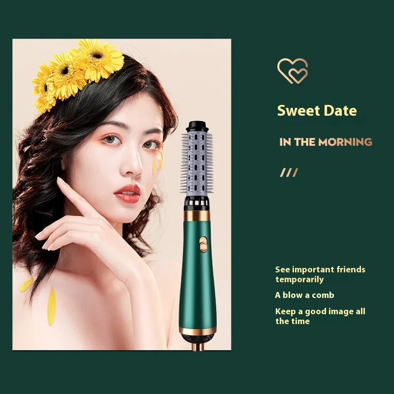 Three-in-One Electric Hair Styling Brushes Straight Hair Comb Hot Air Curling Rod USB Nylon for Cross-Border Foreign Trade