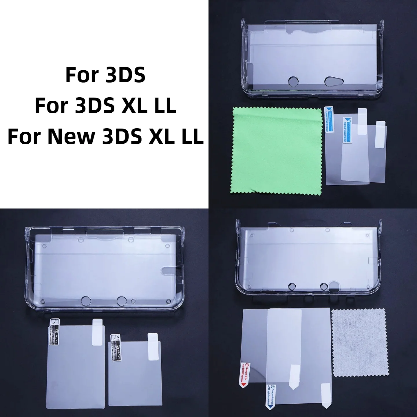 Funda protectora de plástico transparente para consola de juegos 3DS 3DS XL LL New 3DS New 3DS XL/LL con película protectora de pantalla