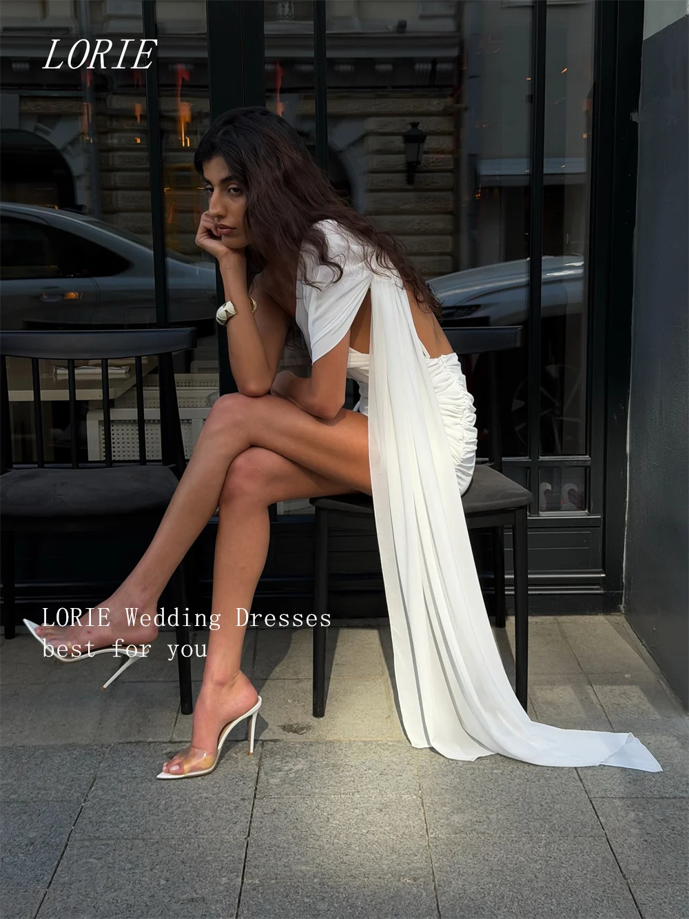 LORIE Elegant Daily Mermaid Civil Wedding Dress One Shoulder Bridal Dresses Short Engagement Wedding Gown Customized 2026