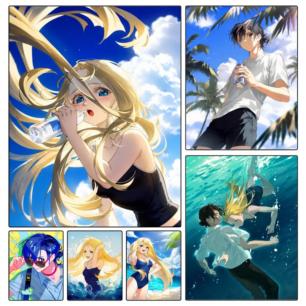 anime Summer Time Rendering Poster Poster Waterproof HD Unframed Self‑Stick Decor Wall Art for Home Room Decoration Gift
