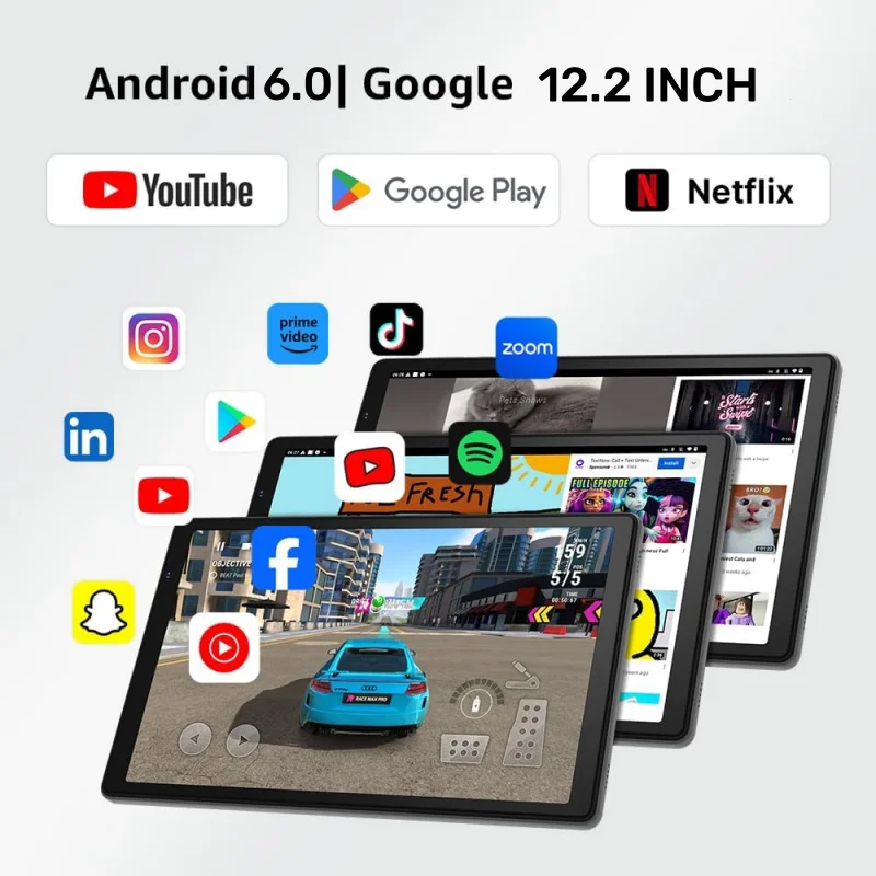 Tablette PC Android 6.0 de 12.2 pouces, RAM 2 go 64 go ROM CT9 MT8163 Quad Core 1920x1200 IPS, écran USB 3.0, Charge cc, double caméra